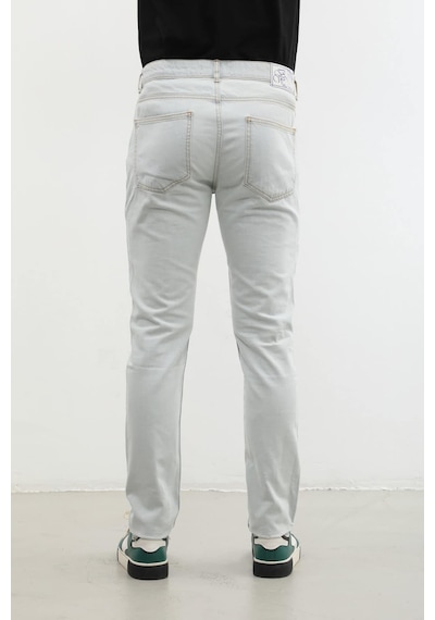 Blue White Erkek Yırtık Detaylı Slim Fit Jean Pantolon Beyaz 32