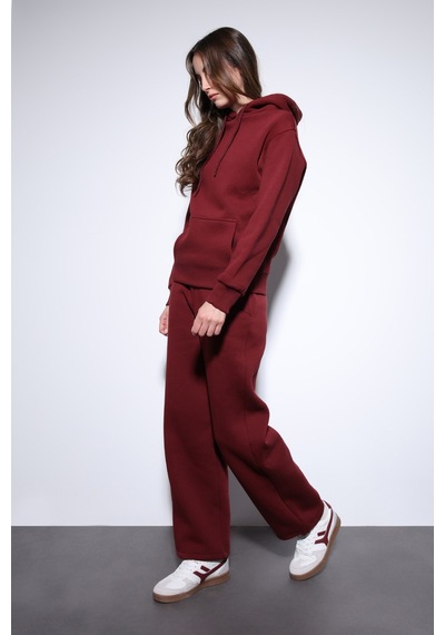 Antioch Kapüşonlu Basic Kadın Sweatshirt Bordo