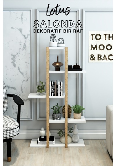 Lotus Beyaz Ahşap 5 Katlı Çiçeklik, Saksılık, Çiçek Standı, Dekoratif Raf / Çok Amaçlı Kullanım Beyaz - 626625396 Beyaz