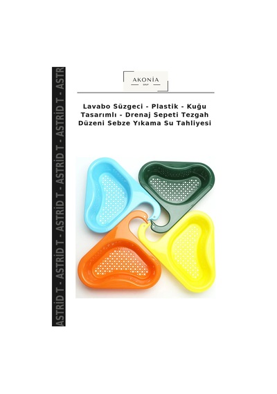 Lavabo Süzgeci - Plastik - Kuğu Tasarımlı - Drenaj Sepeti Tezgah Düzeni Sebze Yıkama Su Tahliyesi Çok Renkli