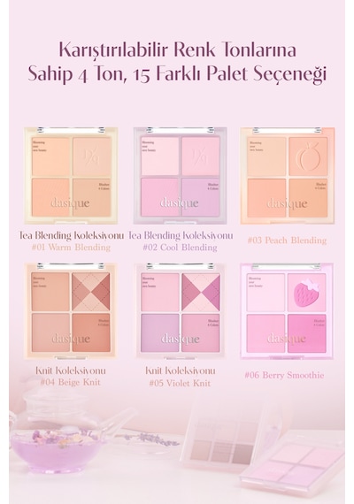Dasique Karıştırılabilir Renklere Sahip 4 Lü Allık Paleti Blending Mood Cheek 02 Cool Blending 02 Cool Blending