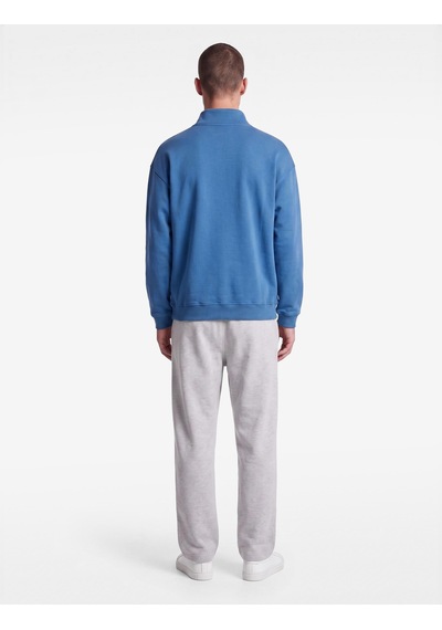 Koton Pamuklu Regular Fit Nakışlı Uzun Kollu Yarım Fermuarlı Sweatshirt Mavi 7wam70131mk