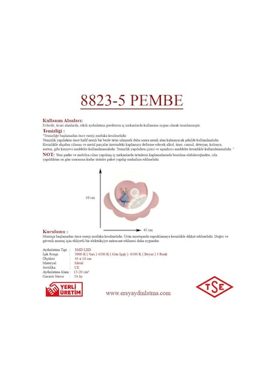Eray Aydınlatma 8823-5 Plofonyer Led 3 Renk Çocuk Pembe Avize Pembe