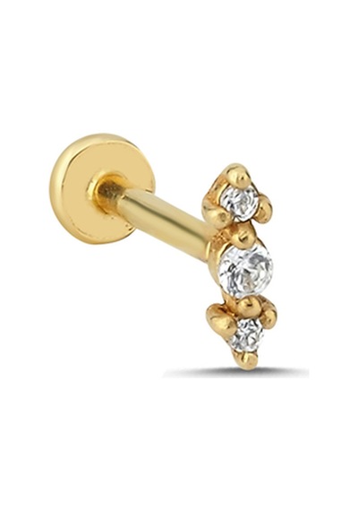 14 Ayar Altın Taşlı Nomi Tragus Küpe