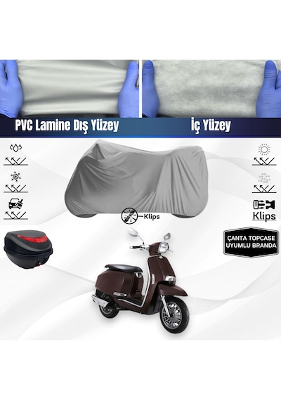 Lambretta V200 Special Motosiklet Brandası Arka Çanta Topcase Uyumlu Motor Branda