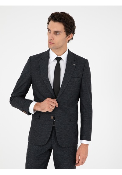 Cacharel Koyu Haki Slim Fit Yün Karışımlı Takım Elbise Yesıl