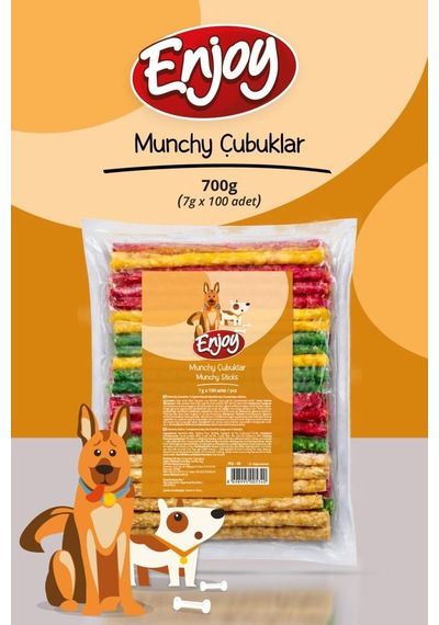 Enjoy Munchy Burgu Çubuk Köpek Kemiği 7g X 200 Adet