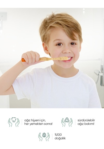 Tbrush Nano Doğal Bambu Vegan Çocuk Diş Fırçası - Beyaz Renk - Ultra Soft - Plastiksiz