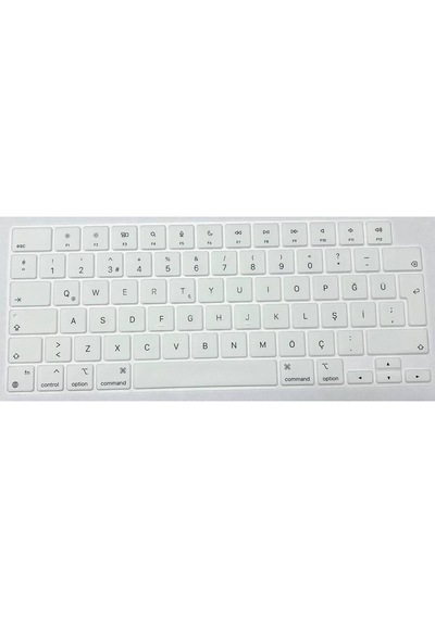 Arabulalaca Apple Macbook Uyumlu Air 15 Inç A3448 A3114 A3241 A2941 M2 / M3 / M4 / M5 Türkçe Q Silikon Klavye Koruyucu Beyaz