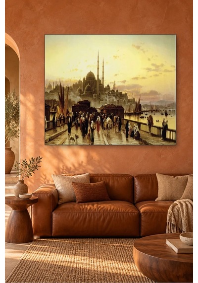 Fida Galata Köprüsünden Yeni Cami Manzarası Canvas Tablo Çok Renkli