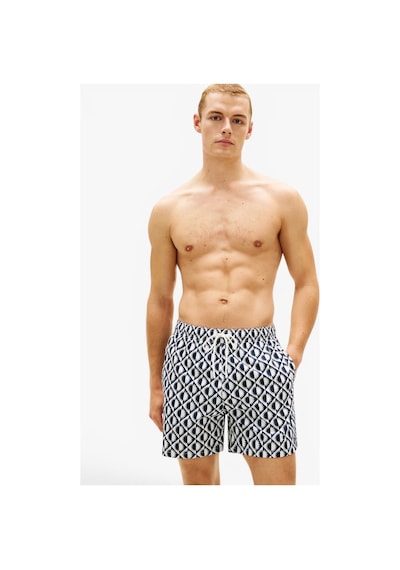 Tommy Hilfiger Medıum Drawstrıng Prınt Erkek Beyaz Deniz Şortu - Um0um03491-24259