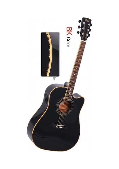 Cort Ad880Cebk Elektro Akustik Gitar Siyah Ladin Kapak Arka