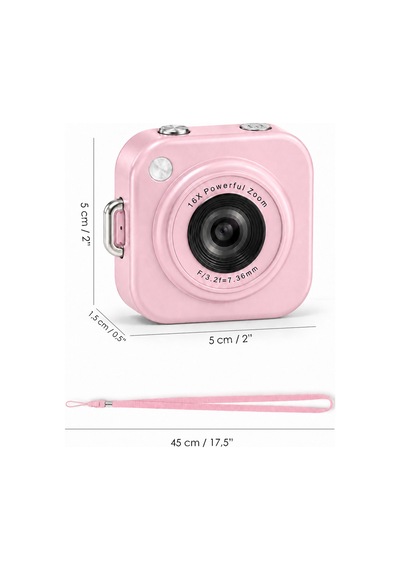 Mimtec Blm-108 Mini Cep Kamera - 2.01" Hd Ekran 1080p Flaşlı Dijital Video Fotoğraf Makinası Pembe