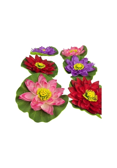 Yapay Çiçek Nilüfer Köpük Lotus Havuz Ve Akvaryum Dekoru 6Adet