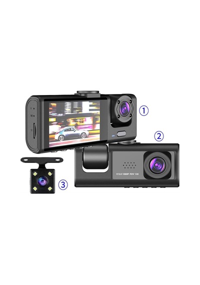 Daytona A98 Balckbox Dvr Wifi Full Hd 1080p 3 Kameralı Araç İçi Güvenlik Kamerası + Park Modu Kablosu Ön-arka-i