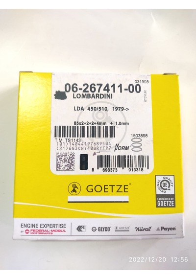 GOETZE Antor/lombardini 3ld450/510-10/12hp Segman/sekman Takımı Komple 1 Mm. Nüral