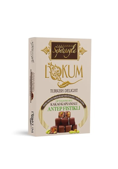 Sepetçioğlu Kakao Kaplamalı Antep Fıstıklı Çifte Kavrulmuş Lokum 200g