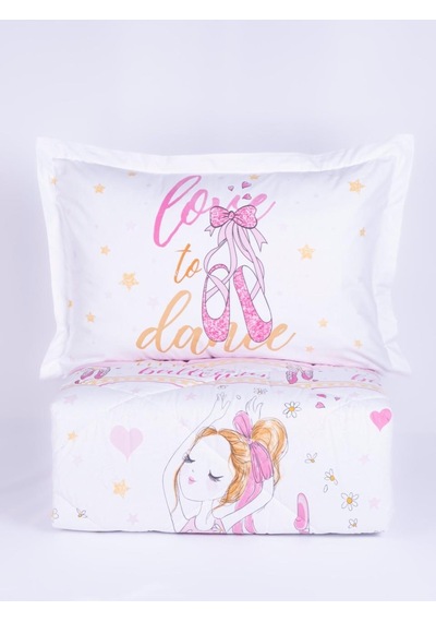 Clasy %100 Pamuk Tek Kişilik Uyku Seti Lastikli Çarşaflı Ballerina V1 Pembe Pembe