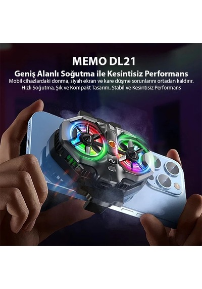 Memo Dl21 Yarı İletken Arka Klipsli Çift Fanlı Soğutma Radyatörü Pubg Oyun Soğutucu Apple Uyumlu iOs Android- 5775
