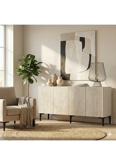 Ka1807bt Zeynep Konsol ,tv Sehpası Beyaz-traverten 180cm