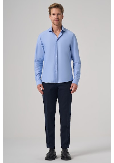Morven Erkek A. Mavi Trend Düz Slim Fit Tam İtalyan Yaka Relaxible Gömlek 26ms004029311 A. Mavi