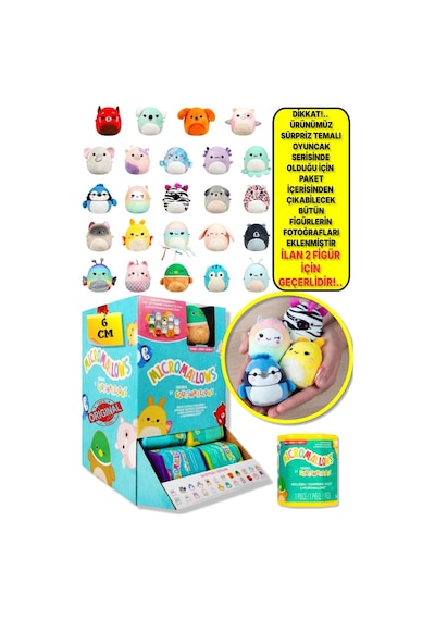 Micromallows Squishmallows Sürpriz Mini Yumuşak Peluş Oyuncak Figür - 6 Cm - 2 Adet