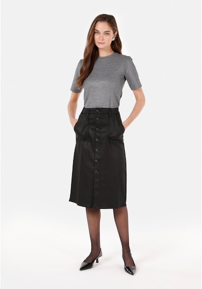 Colins Slim Fit Yuvarlak Yaka Kadın Gri Kısa Kol Tişört Cl1070449 Q1.v1 Gra Gri
