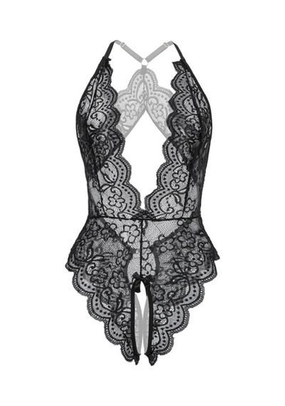 Ang Butik Kadın Siyah Dantel Derin Dekolteli Babydoll