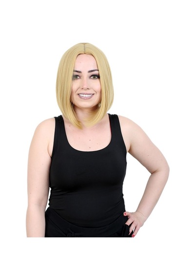 Kahkülsüz Düz Kısa Fiber Sentetik Peruk / Sarı - Grsy-462240 Renkli
