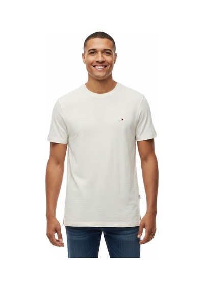 Tommy Hilfiger Crew Neck Slub Tee Erkek Beyaz T-shirt - Um0um03527