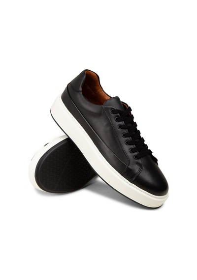 Deery Erkek Siyah Hakiki Deri Sneaker Ayakkabı - E4482msyhc01
