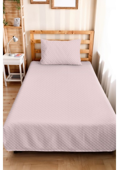 Pudra Minimal Genç Odası Tek Kişilik Pike Takımı - Modern Kapitone Bej 160x220 Cm Yatak Örtüsü Sabahçı Kuşluk Dokunuşu