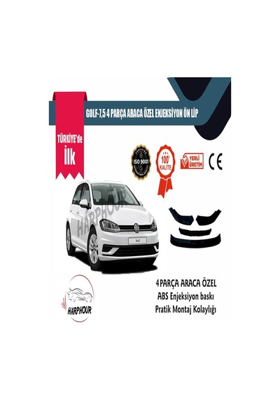 Volkswagen Golf 7.5 Aksesuar PianoBlack 4 Parça Tampon Ek Ön Lip