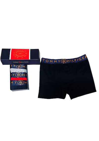 Tommy Hilfiger Erkek Boxer 4"lü Set Comfortfit Bordo - Lacivert - Gri Melanj