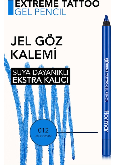 Flormar Mat Kalıcı Göz Kalemi (MAVİ) - Extreme Tattoo Gel Pencil - 012 Blue Dream - 8682536041195