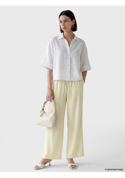Lcw Modest Sarı Beli Lastikli Geniş Paça Kadın Pantolon