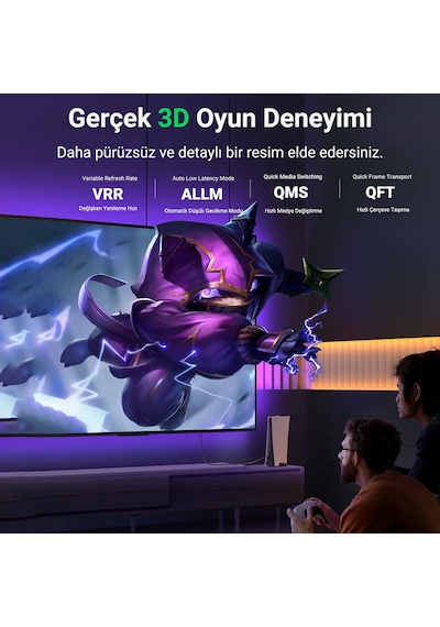 Ugreen 8K 60HZ Örgülü HDMI 2.1 Uzatma Kablosu 1 Metre