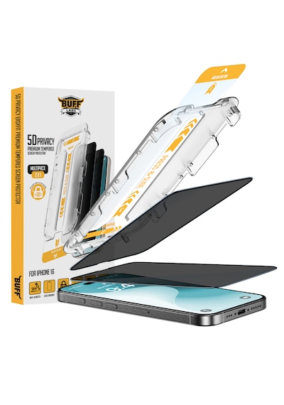 Buff Apple Uyumlu   iPhone 16 5d Privacy Easyfit 2 Adet Ekran Koruyucu