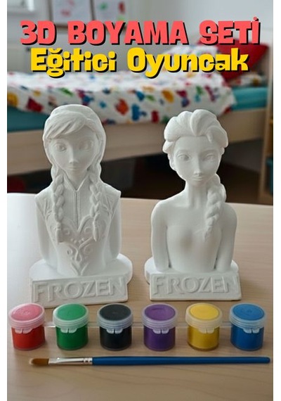 Frozen Elsa Ve Anna Taş Biblo Çocuk Boyama Etkinliği