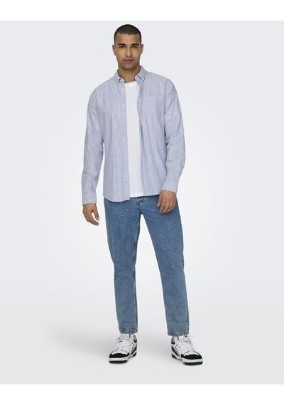 Only & Sons Only&sons Erkek Çizgili Gömlek 22027766 Açık Mavi