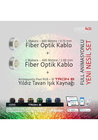 Hamam, Sauna, Spa Aydınlatma Ambiyans Tavan Yıldız Fiber Optik Seti - Mini Çok Renkli