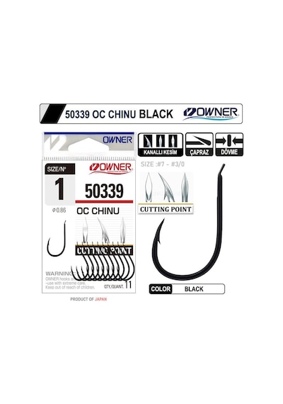 Owner 50339 Cut Chinu Black Olta Iğnesi No: 1
