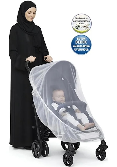 Beyaz Bebek Arabası Sinekliği Sineklik Cibinlik Beyaz