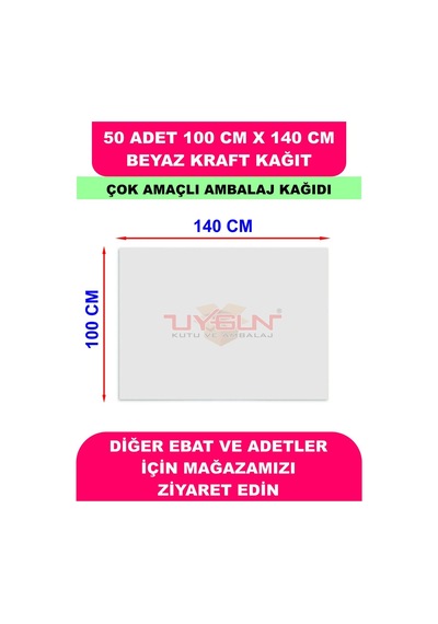 50 Adet 100cm X 140cm 120 Gr. Çift Yönlü Beyaz Kraft Ambalaj Kağıdı, Hediye, Çeyiz Paketleme, Çocuk Etkinlik Kağıdı