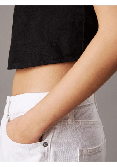 Calvin Klein Kadın Sırt Düğme Kapama Kalın Askı Crop Boy Siyah Büstiyer J20j225347-beh-7872 Siyah