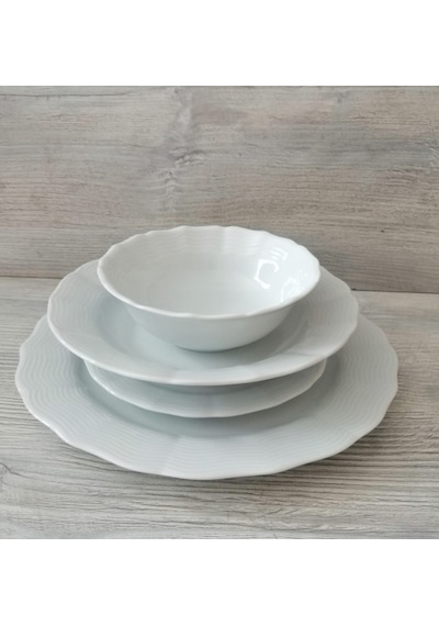 Porland Porselen Wavy 24 Parça 6 Kişilik Yemek Takımı