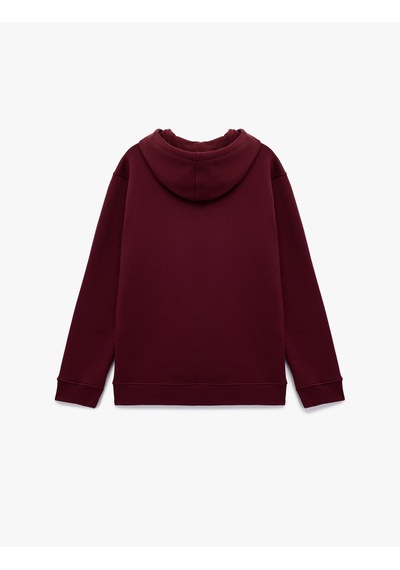 Koton Şardonlu Uzun Kollu Basic Kapşonlu Sweatshirt Bordo 6wam70015mk Bordo