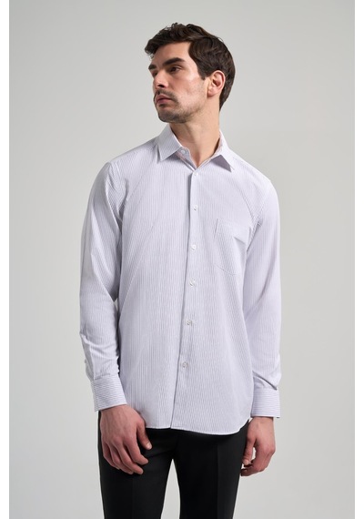 İmza Uzun Kol Çizgili Desen Bez Ayağı Sert Yaka Cepli Pamuklu Classic Comfort Fit Gömlek 1004250172 Siyah İmza Uzun Kol Çizgili Desen Bez Ayağı Sert Yaka Cepli Pamuklu Classic Comfort Fit Gömlek 1004250172 Siyah