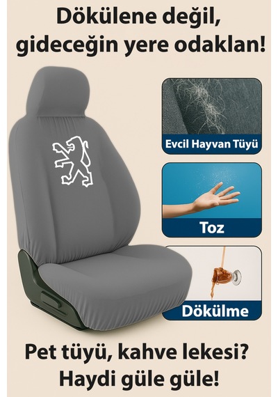 Arac Koltugunu Korurken Tarzini Yansit Peugeot Partner İle Uyumlu Oto Koltuk Kilifi Burada Gri Gri