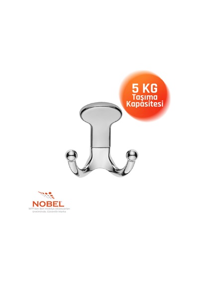 Melon Askı, Metal Vestiyer Askısı, Krom, Duvar Ve Dolap Askılığı 5'li Set Vidalı